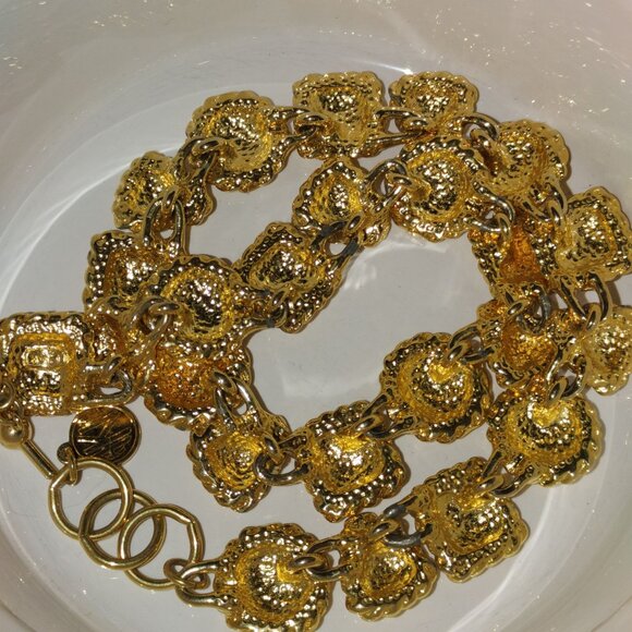 Anne Klein Link Necklace 16 Gold Tone Chunky Adjustable Toggle Clasp Texture - Picture 7 of 9